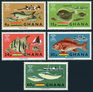 Ghana 251-255, 254a, MNH. Mi 261-265, Bl.21. FAO 1966. Fish, Fishing, Trawler,