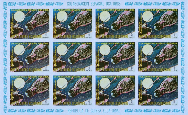 Equatorial Guinea 1975 OVNI-APOLLO 11-GAGARIN-MOON-SPACE 11 Sheetlets IMPERF.MNH