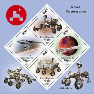 Niger 2021 MNH Space Stamps Rover Perseverance Mars Landing 4v M/S