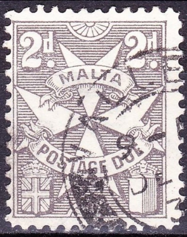 MALTA 1957 2d Grey-Brown Postage Due SGD24 FU