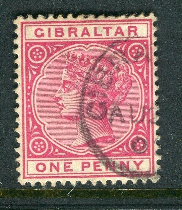 GIBRALTAR; 1898 early classic QV issue fine used 1d. value