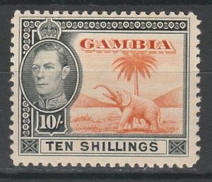 GAMBIA 1938 KGVI ELEPHANT 10/-  MNH **