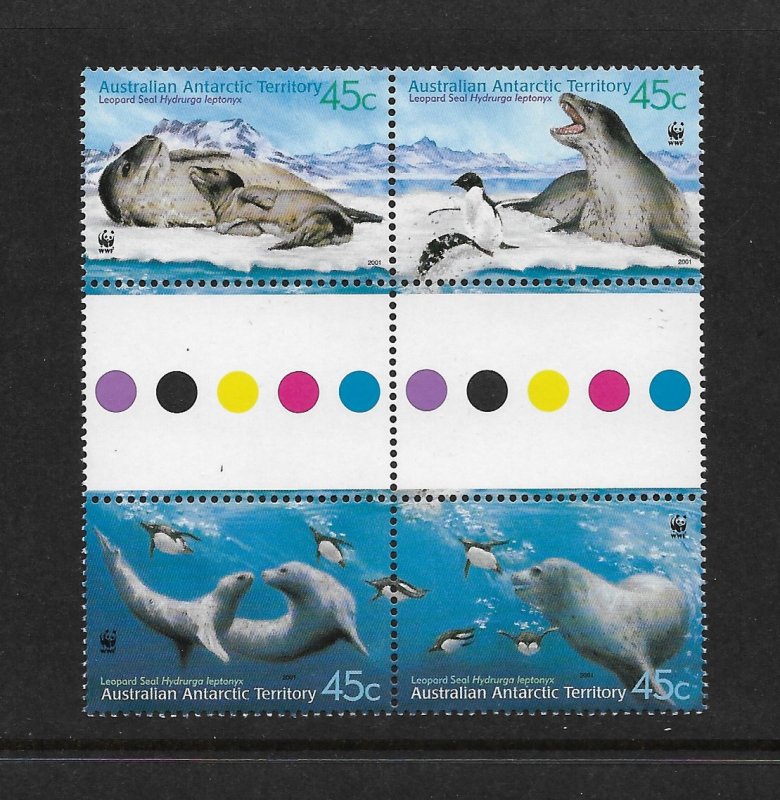 SEALS - AUSTRALIAN ANTARCTIC TERRITORY #L118  WWF  GUTTERBLOCK   MNH