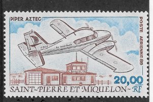 St Pierre & Miquelon 1989 Airmail, Planes Piper Aztec,Scott # C65, VF MNH**