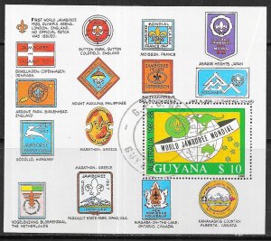 Guyana #2012  $10 Boy Scout Jamboree Australia 1st day cancel  (U) CV $15.00