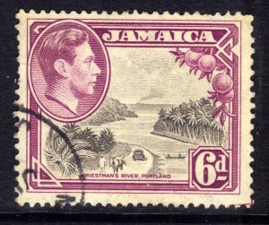 Jamaica 1938 KGV1 6d Priestmans River Portland Used SG 128a ( D239 )