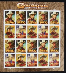 US #4446-4449 MNH Pane of 20, Movie Cowboys, SCV $18.00 L12