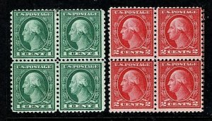 [KN]  US #538 & #540 ~ Mint-NH 1919 Rotary Printing Issue Perf. 11 Blocks of 4