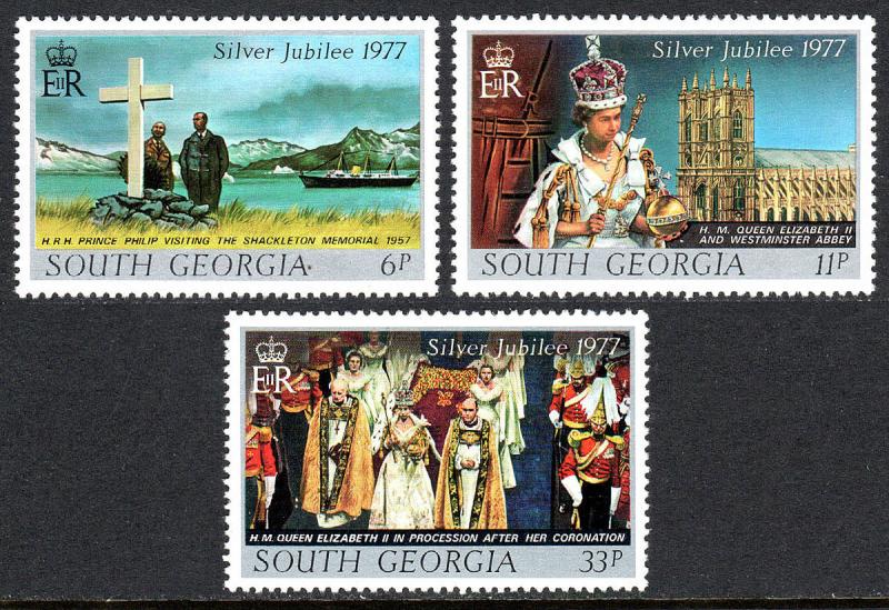 South Georgia 48-50, MNH. 25th anniv. of the reign of Elizabeth II, 1977