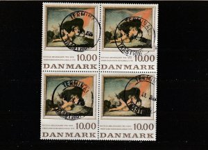 Denmark  Scott#  768  Used Block of 4  (1984 Painting)