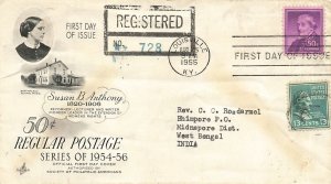 1051 50c SUSAN B. ANTHONY - Sent to India w/backstamps