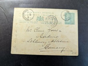 1901 British Mauritius Postcard Cover Rose Hill to Schleswig Holstein Germany
