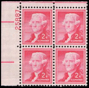 US #1033 JEFFERSON MH UL PLATE BLOCK #25887