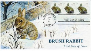 21-064, 2021,Brush Rabbit, First Day Cover, Sacramento CA, SC 5545, Coil