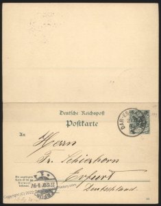 Germany 1900 East Africa  DOA Cover Reply Pair Stationery 109998