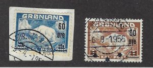 Greenland SC#39-40, 39 w/Paper Used F-VF SCV$16.00..Find a great spot!