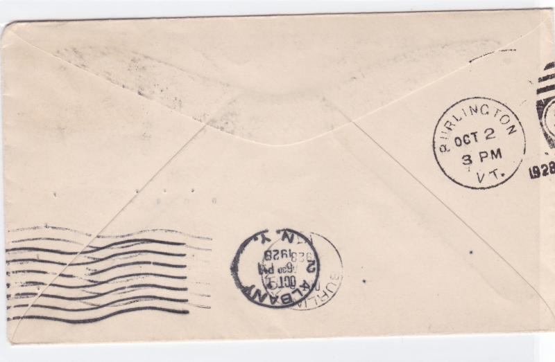 montreal to burlington  1928 first flight air mail stamps cover ref r15339