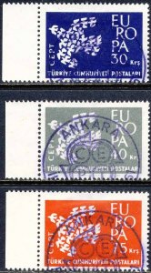 Turkey 1961 Sc 1518-20 Europa CEPT Bird Ankara FDCDS Stamp U