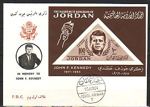 Jordan, Scott cat. 462a. President John Kennedy s/sheet. First day cover. ^