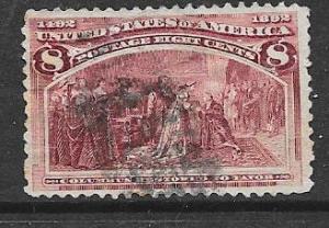 US#236 8c Columbian Exposition (U) CV $12.00