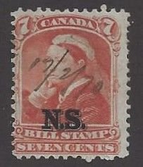 Canada, Nova Scotia #NSB8 used, Federal Bill Stamp, Queen Victoria, issued 1868