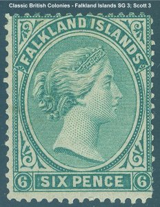 Falkland Islands Scott 3, SG 3 - Hinged with Pencil Mark on back