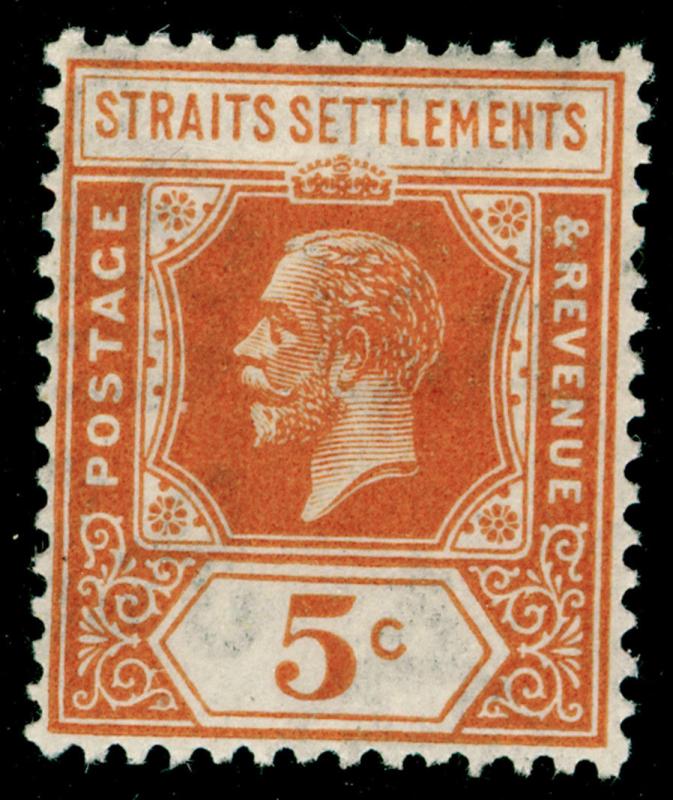 MALAYSIA - Straits Settlements SG225c, 5c orange, VLH MINT.