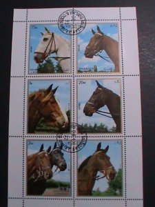 SHARJAH-1972 WORLD FAMOUS LOVELY HORSES CTO SHEET-VF -WITH FIRST DAY CANCEL