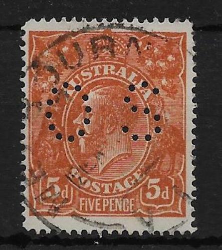 AUSTRALIA SGO60 1920 5d BRIGHT CHESTNUT OFFICIAL USED