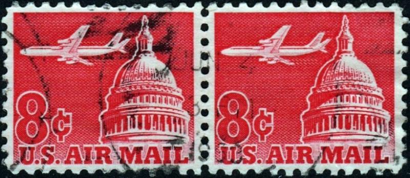 SC#C64 8¢ Jet Airliner Over Capitol Pair (1962) Used