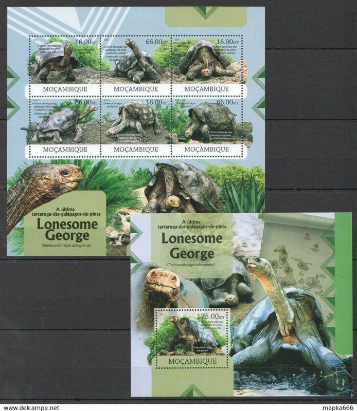 2012 Mozambique Fauna Reptiles Turtles Lonesome George Bl+Kb ** Bc1153