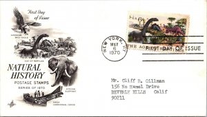 FDC 1970 SC #1390a Artcraft, Age Of Reptiles - New York, Ny - Single - J1926