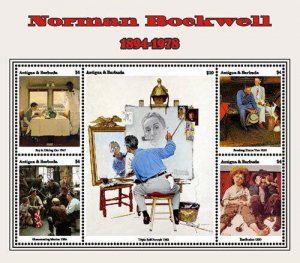 Antigua 2017 - Artist Norman Rockwell - Paintings - Sheet of 5 Stamps - MNH