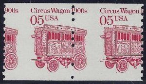 2452a - 5c Misperf Error / EFO Pair Circus Wagon Mint NH