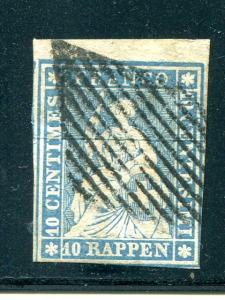 Switzerland  Mi #23a    used  F-VF Cat $750 -  Lakeshore Philatelics