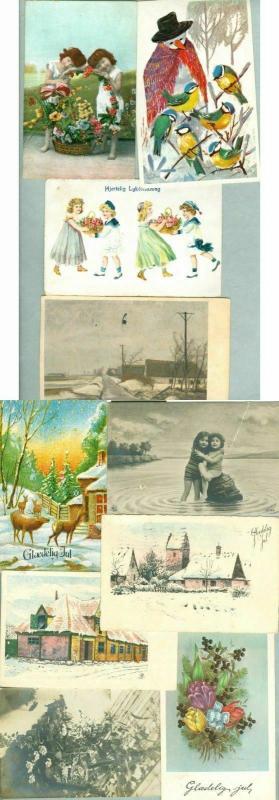 Denmark. 10  Different  Post/Christmas Card.From 1907 - 1971. Used. All Damaged