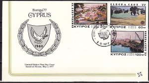 Cyprus Rep., Scott cat. 475-477. Europa-Landscapes issue. First day cover. ^