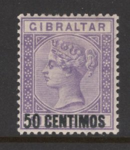 Gibraltar 1889 Queen Victoria Overprint 50c on 6p Scott # 27 MH