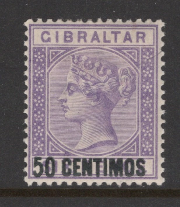 Gibraltar 1889 Queen Victoria Overprint 50c on 6p Scott # 27 MH