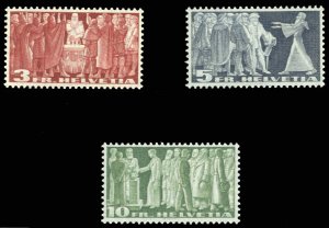 Switzerland #244-246 Cat$120, 1938 3fr-10fr, set of three, lightly hinged