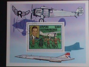 CENTRAL AFRICA-1977 HISTORY OF AVIATION -FANCY CANCEL S/S VF ESTV.$ 5