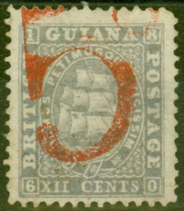 British Guiana 1860 5d in Red on 12c Lilac Postage Payable by Colony to Great... 