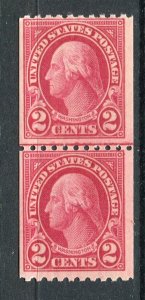 USA; 1920s early Washington issue 2c. Mint MNH unmounted Coil Pair