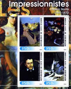 Frederic Bazille PAINTINGS Sheet (4) Perforated Mint (NH)