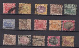 Federated Malay States Unchecked Tiger Collection Of 15 Fine Used BP8907