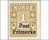 Norway NK 163 Postage due - surcharged 1 Øre Brown olive