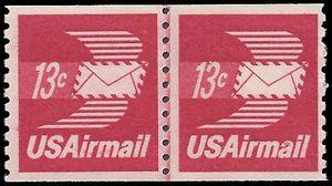 C83 13c US Airmail Winged Envelope Coil Line Pair 1973 Mint NH