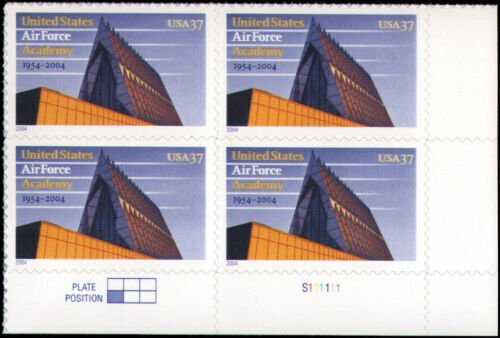 2004 Air Force Academy 50 Year Anniv Plate Block Of 4 37c Sc#3838, MNH,OG