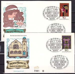 Germany, Scott cat. 1243 B-C. Art values from s/sheet. 2 First day covers. ^