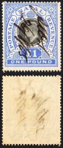 Natal SG142 One Pound Black and Bright Blue Fiscal Cancel